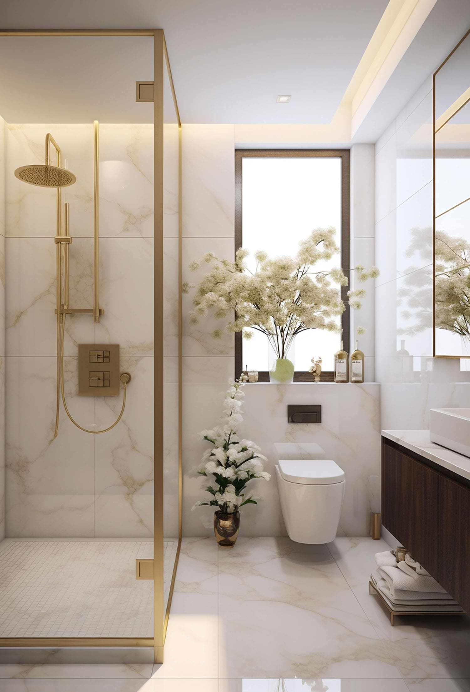 Baño con azulejos de mármol